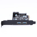 PCI-E to USB 3.0 2 Port PCI Express Expansion Card 19-Pin Power Connector Newly