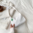 Women Purse Pure Color Underarm Bag Female Casual Shoulder Handbag (White)