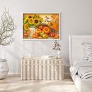 11CT Full Embroidery Pumpkin Flower Cotton Print Cross Stitch Home Decoration