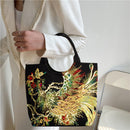 Retro Beads Peafowl Embroidery Crossbody Shoulder Bag Women Canvas Large Handbag