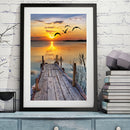 DIY Full Round Drill Rhinestone Diamond Painting Coast Sunset Handwork Home Art