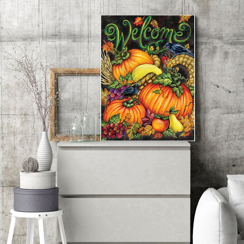 5D Diamond Painting Kit Welcome Pumpkin Full Round Drill DIY Home Decor