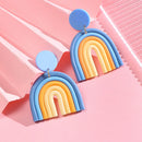 Gradient Rainbow Colors Dangle Drop Earrings Clay Earrings Arched Candy Color