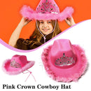 Western Style Cowboy Hat Warped Brim with Sequin Decoration Crown Cowgirl Hat`