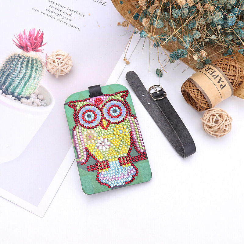 DIY Special Shaped Diamond Painting Bird Design Leather Boarding Pass Craft