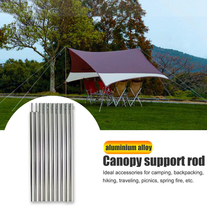 10pcs Outdoor Camping Tent Awning Pole Aluminum Adjustable Canopy Support R