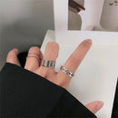 Rock Geometry Women Opening Circular Rings Set Stack Plain Band Gothic Punk