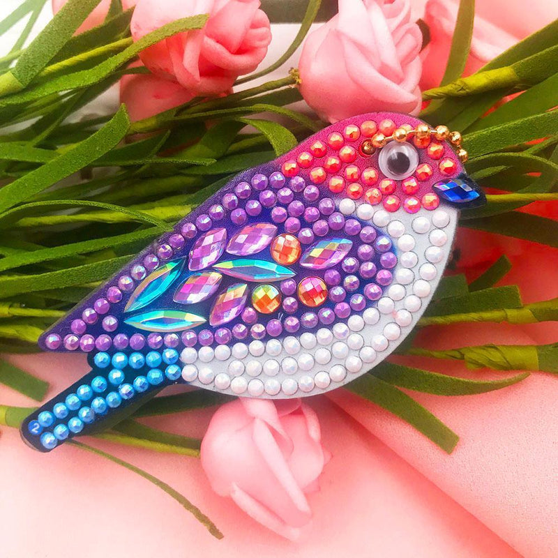 4pcs DIY Full Drill Special Shaped Diamond Painting Birds Keychains Pendant Gift