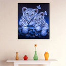 2 Tigers 5D Diamond Painting Craft Embroidery DIY Cross Stitch Home Decor Newly