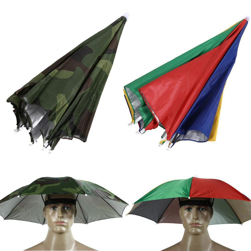 5pc Fishing Caps Head Umbrella Hat Anti-Rain Fishing Anti-Sun Cap Hat(Camo)