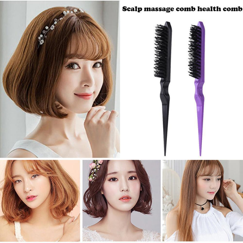 Boar Bristle Comb with Pointed Tail Wooden Handle Dyeing Comb (Purple)