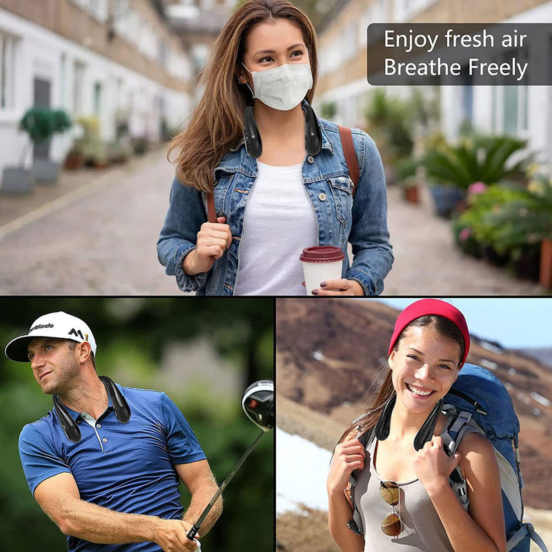 Portable Neck Fan-Ultra Quiet Air Cooler Outdoor Mute Leafless Ventilador