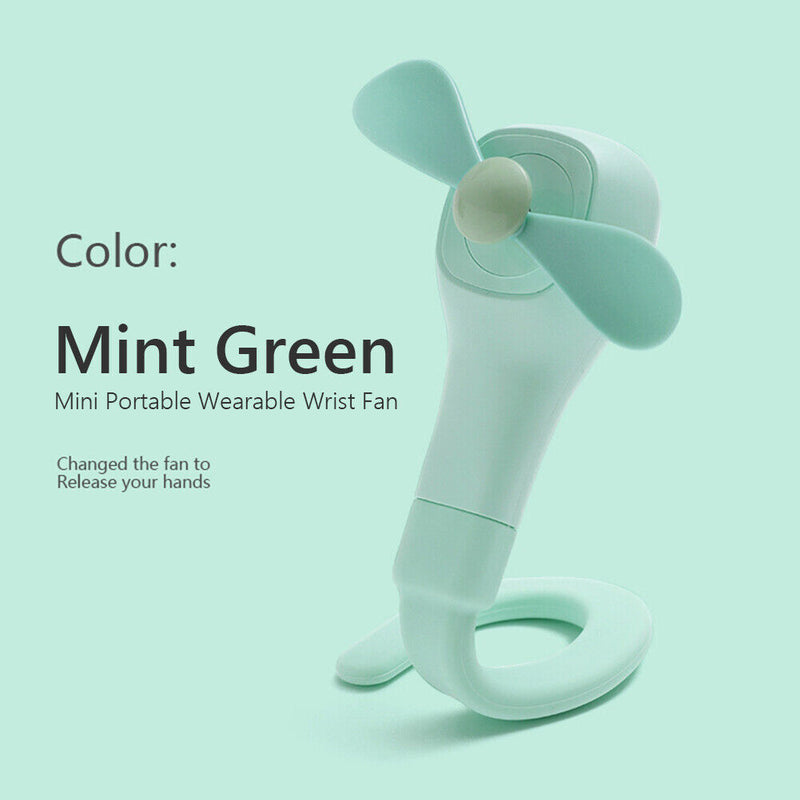 Mini Wearable Wrist Fan Rechargeable Battery Operated Personal Fan (Green)