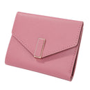 Women Fashion Solid Color Trifold Short Wallet Coin Purse PU Leather Card Hol