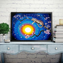 5D DIY Diamond Painting Full Round Drill Moon Cat Rhinestone Crafts Home Art