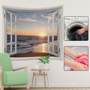 Window Beach Hanging Tapestry Wall Background Cloth Home Decor (100x75cm)