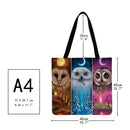 LI Q P R Owl Shopping Bag, Printed, Casual, Large Capacity, 40x