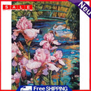 Full Embroidery Set Cross Stitch Thread Needlework Kit 11CT Lake Flower Art