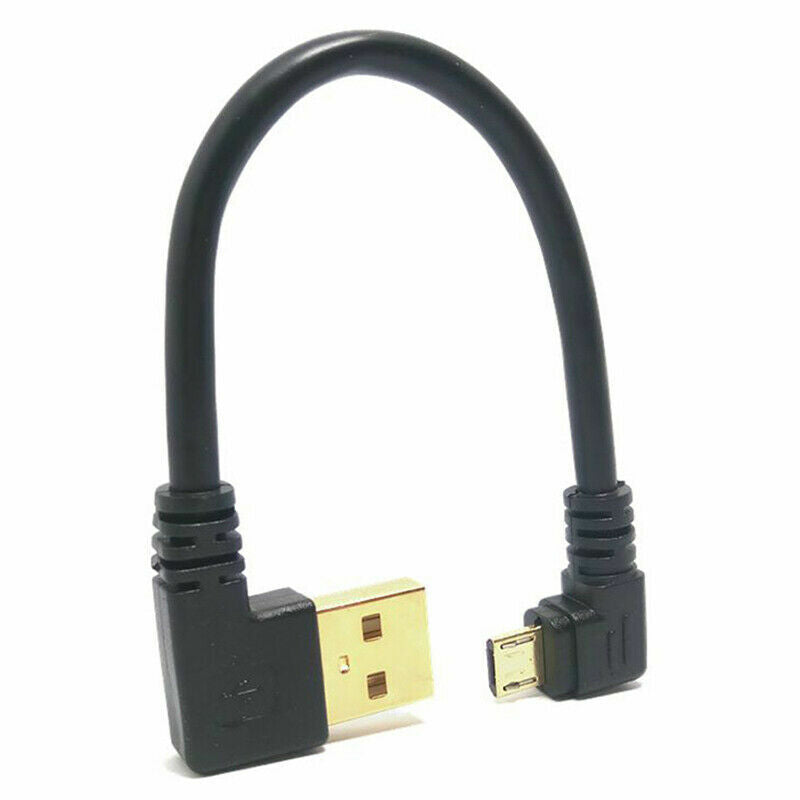 90degree Right Angle Micro USB to Left Angle USB A Sync Cabl Male Access Q9C5