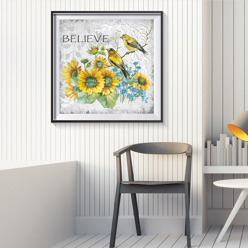 5D DIY Diamond Painting Flowers Birds Full Round Drill Mosaic Art Home Picture