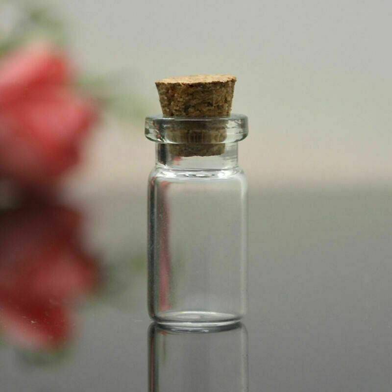 10x Clear Small Cork Stopper Mini Glass Vial Jars Containers Bottle N5Y7