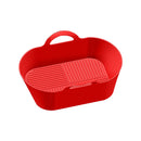 #A Silicone Air Fryers Basket Rectangle Foldable for Family Baking Camping Barbe