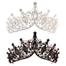 Bride Goth Baroque Queen Crown Black Tiaras for Women Crystal Wedding Crowns
