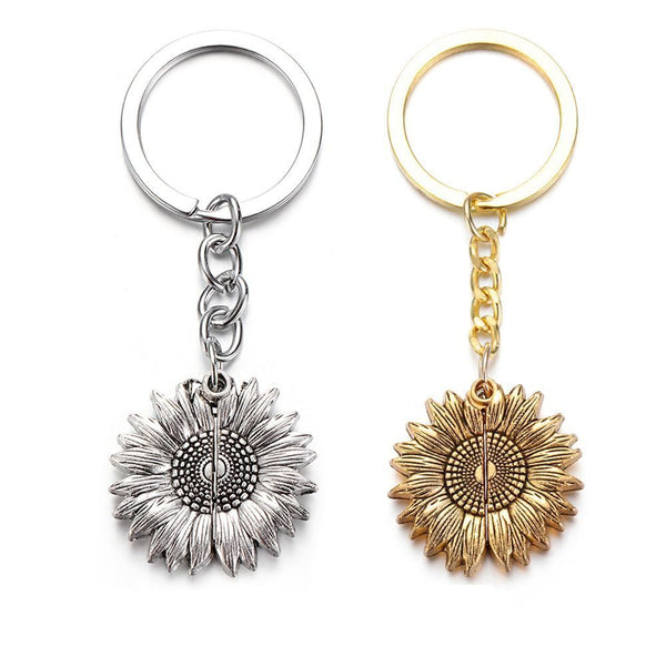 Locket Key Chain Sunflower Keychain You Are My Sunshine Car Keyring Pendant