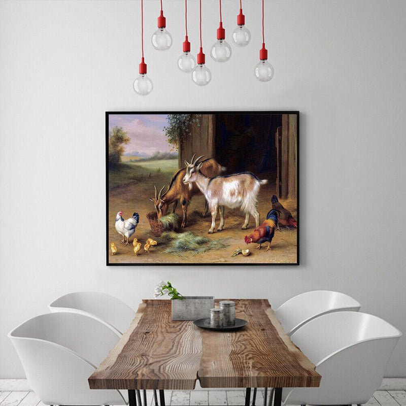 Goat Rooster Oil Paint By Numbers Kit DIY Acrylic Painting on Canvas (B1475)