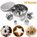 24x Biscuit Cutters Cookie Cutter Set Steel Molds Baking P4Z5 Slicer K9T4