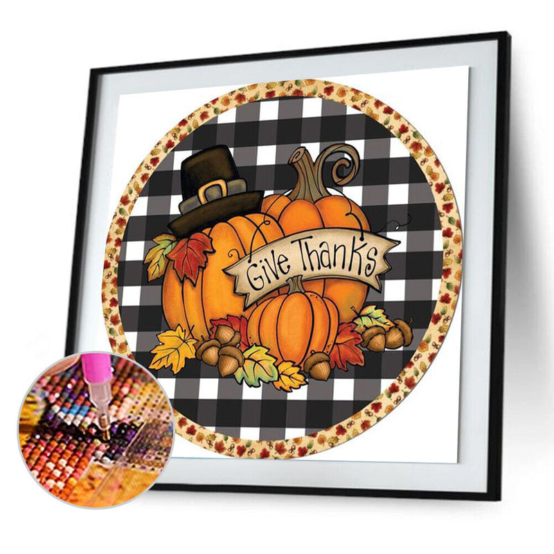 pumpkin Diamond Painting Full Round Rhinestone Wall