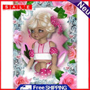 5D DIY Full Drill Round Shape Rose Girls Rhinestone Diamond Drawing for Home