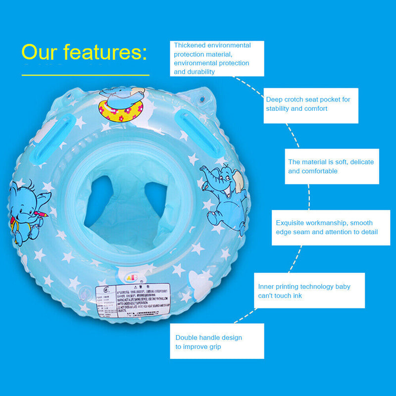 Baby Inflatable Swimming Rings Seat Kids Infant Floating Swim Circle (Blue)