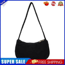 Fashion Women Corduroy Shoulder Underarm Bag Solid Color Handbags (Black)