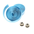 2PCS Cycling Road Bike Sports Cork Handlebar Tape+ 2 Bar plug blue Newly