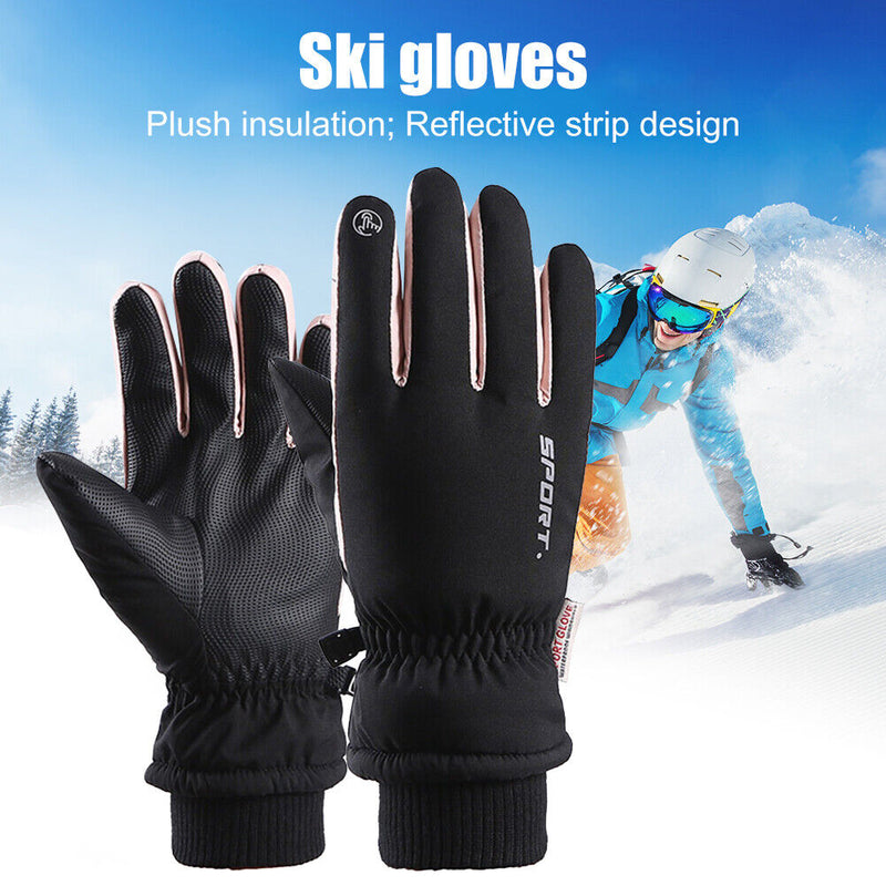 Windproof Ski Gloves Waterproof Anti-Skid Moto Cycling Gloves (Black Pink) Newly