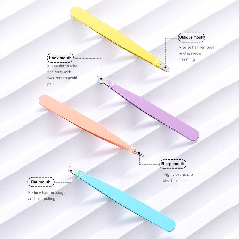 Eyebrow Tweezers with Leather Case for Women Beauty Makeup Cosmetic Tool Gifts