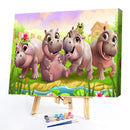Cute Hippo Oil Paint By Number Kits Canvas Picture DIY Wall Home Decoration Gift