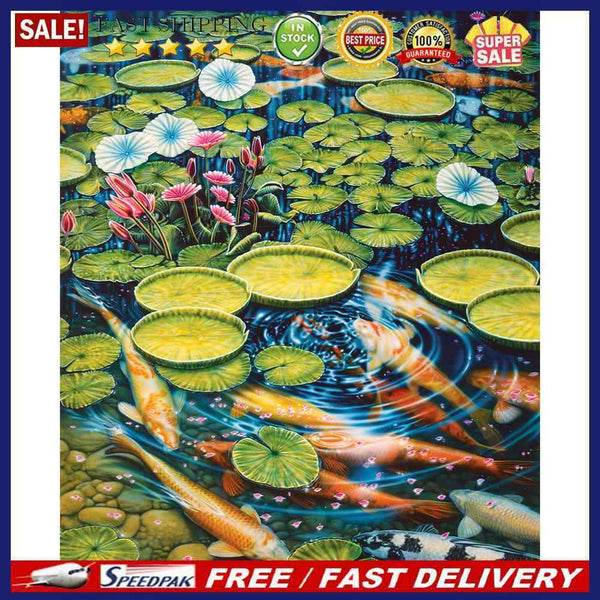 Lotus Pond Carp Oil Paint By Numbers Kit DIY Drawing Picture for Adults Hom