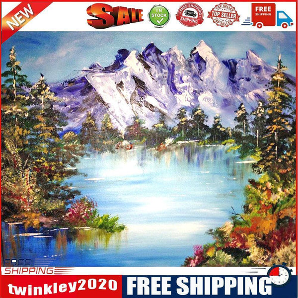 DIY Full Round Drill Diamond Painting Mountain River Mosaic Rhinestone Draw