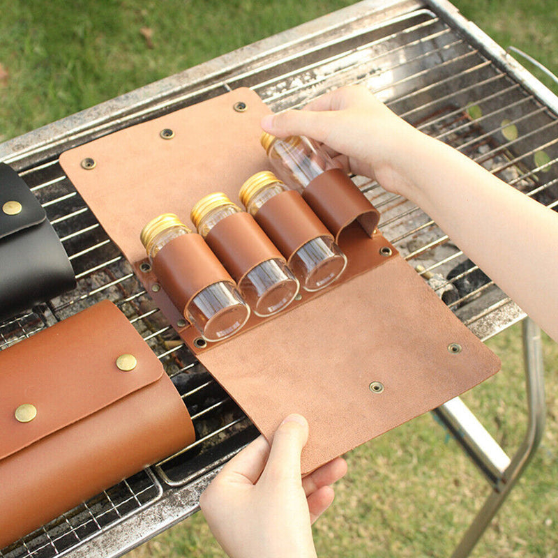 Portable Camping Picnic Seasoning Spices Pepper Bottle Storage Bag with 4 C