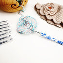 8x Blue Porcelain Plastic Handle Crochet Hooks Knitting Needles Sewing Tool