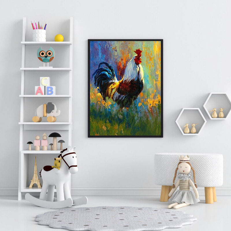 Rooster Oil Paint By Numbers Kits Canvas Drawing DIY Animal Picture Home Decor