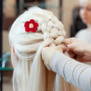 Cute Knitted Red Flower Elastic Hair Rope Loop Fashion Hair Clip Girl Pin Brooch