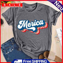 Independence Day Print Merica Letter T-Shirt (Dark Grey XL)