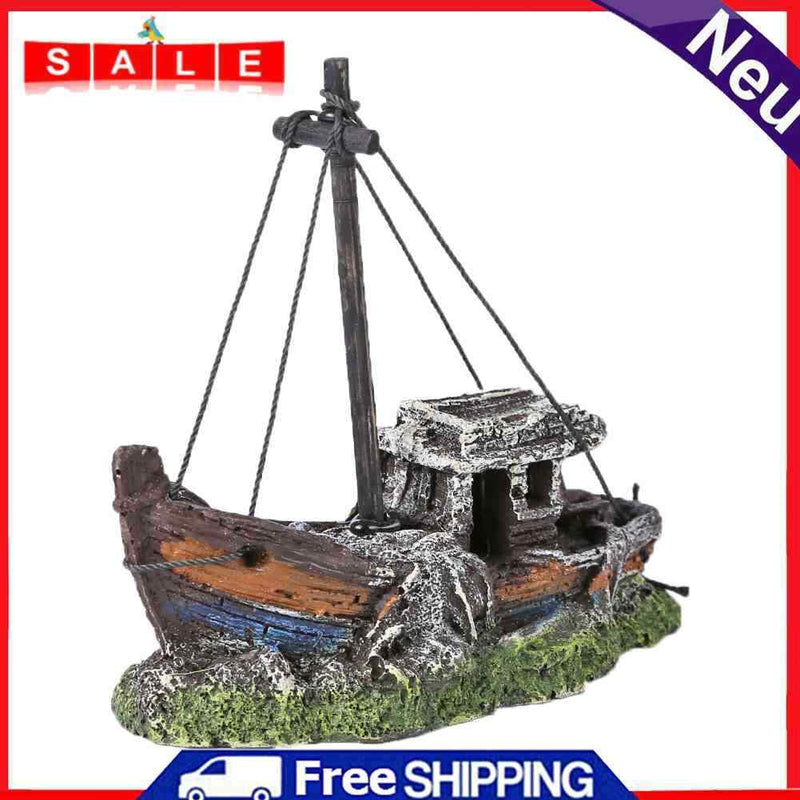 Simulation Boats Underwater Plants Ship Fish Tank Ornaments Aquarium Landscaping