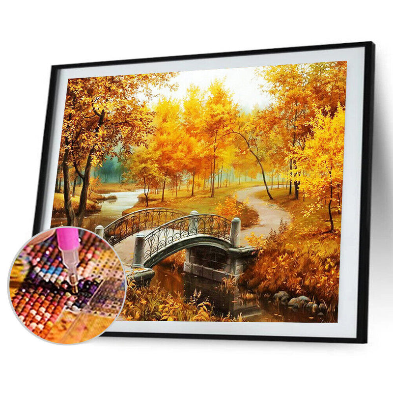 5D DIY Full Drill Round Shape Farm Scene Rhinestone Diamond Drawing Home Deco