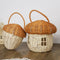 Handmade Rattan Mushroom Basketball Handbag Woven Kids Organizer Desktop Decorations