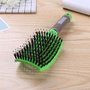 Scalp Massage Bristle Hair Comb Curly Straight Anti Static Hairbrush (Green