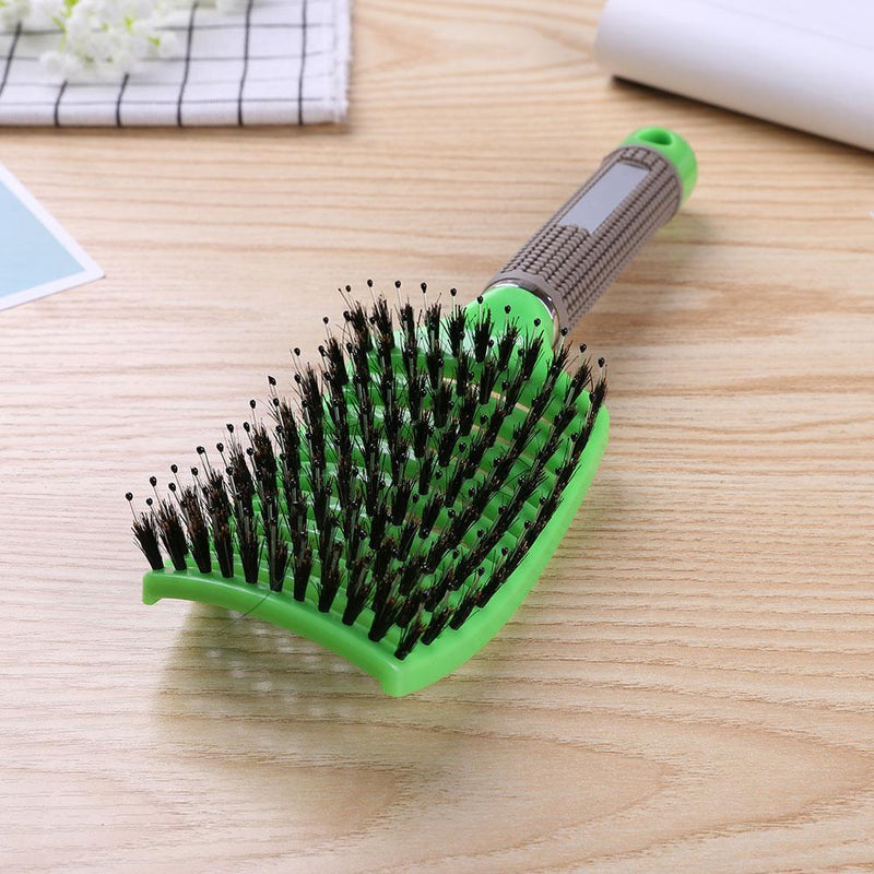 Scalp Massage Bristle Hair Comb Curly Straight Anti Static Hairbrush (Green